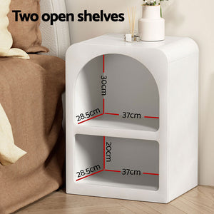 Bedside Table | Side End Table | Shelves Storage | Nightstand | White | ARCHED