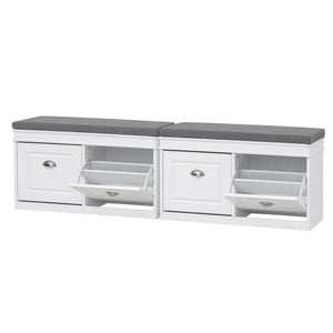 Artiss 2x Shoe Bench Set Flip Drawer White