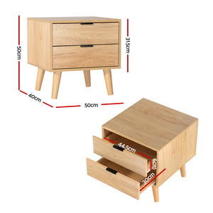 Artiss Bedside Table | 2 Drawers | Pine