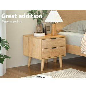 Artiss Bedside Table | 2 Drawers | Pine