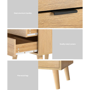 Artiss Bedside Table | 2 Drawers | Pine