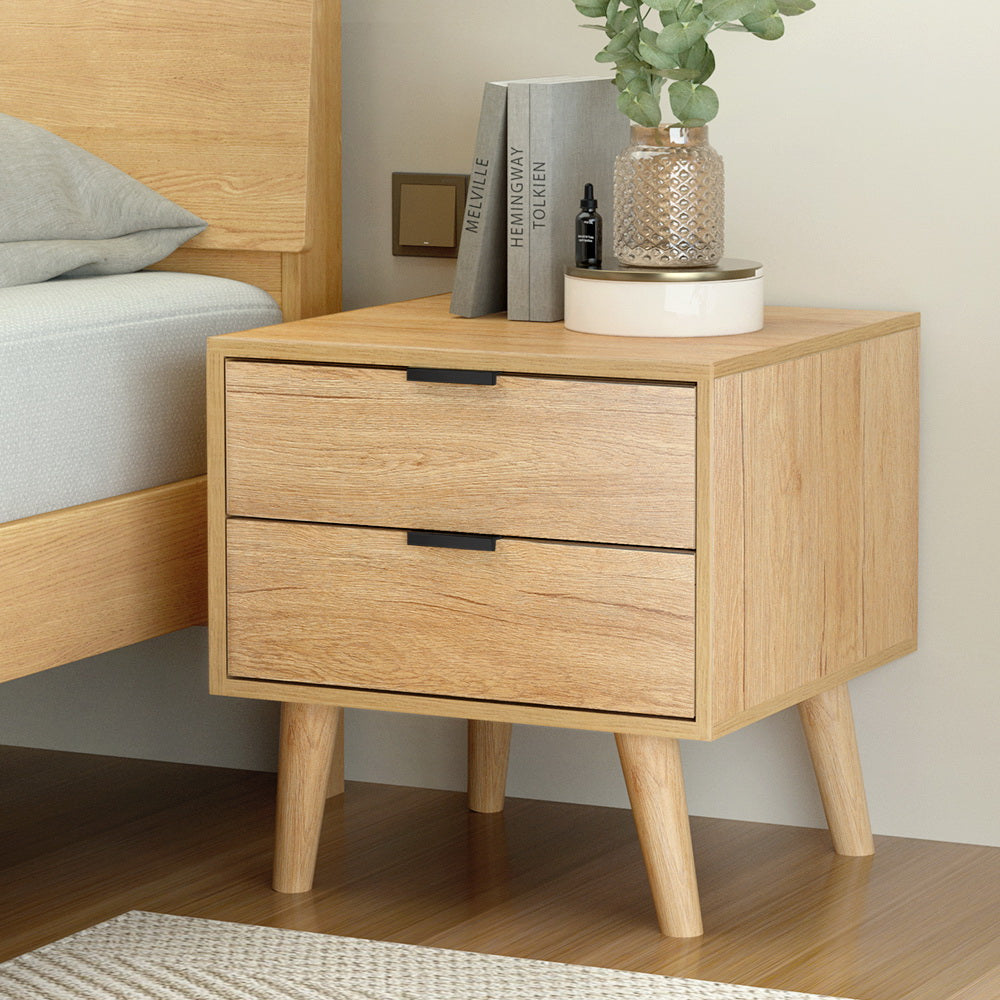 Artiss Bedside Table | 2 Drawers | Pine
