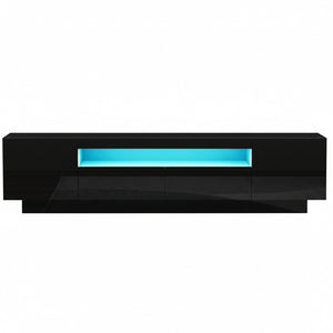 TV Unit | 180cm | RGB LED Storage Drawer | Black