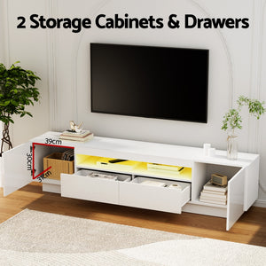 Artiss TV Unit | Entertainment Cabinet | RGB LED | Storage Drawer | 180cm | White