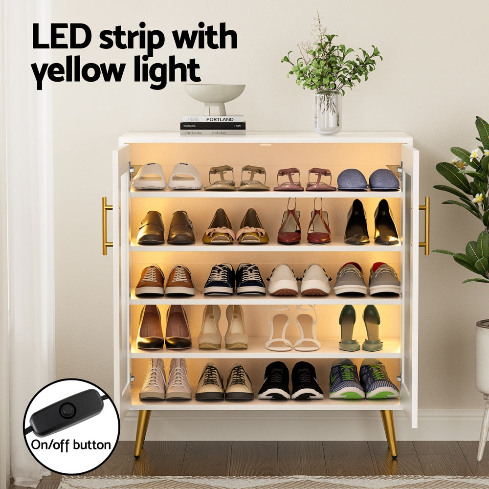 Shoe Rack | 5-Tier | 20 Pairs Storage | LED Light