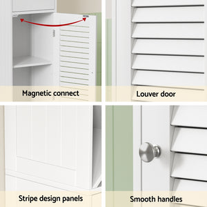 Tall Bathroom Storage Cabinet | 170cm | Slim Corner Organiser | Adjustable Shelf | Louver Door | White