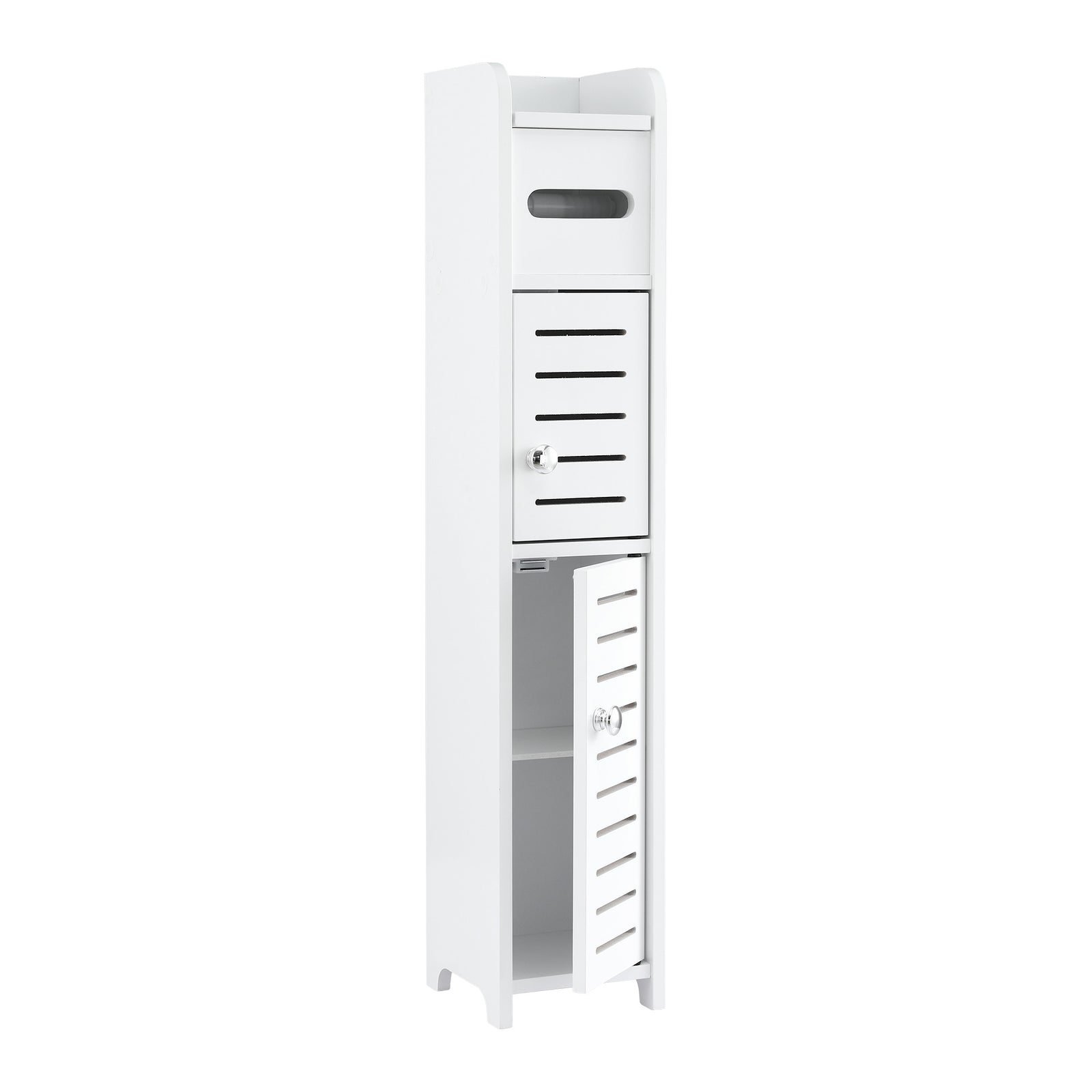 Slim Bathroom Storage Cabinet | 3-Tier Toilet Paper Holder | White