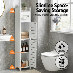Artiss Bathroom Storage Cabinet 3-Tier Slim Toilet Paper Holder Organizer White