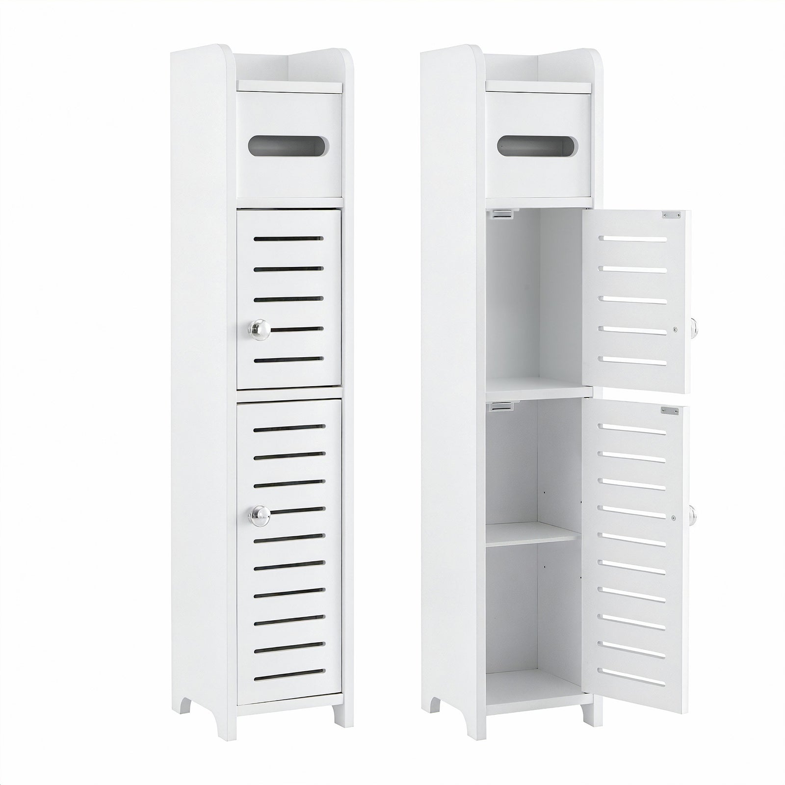 Bathroom Storage Cabinets | 2 Pack | 3-Tier Toilet Paper Holders | White