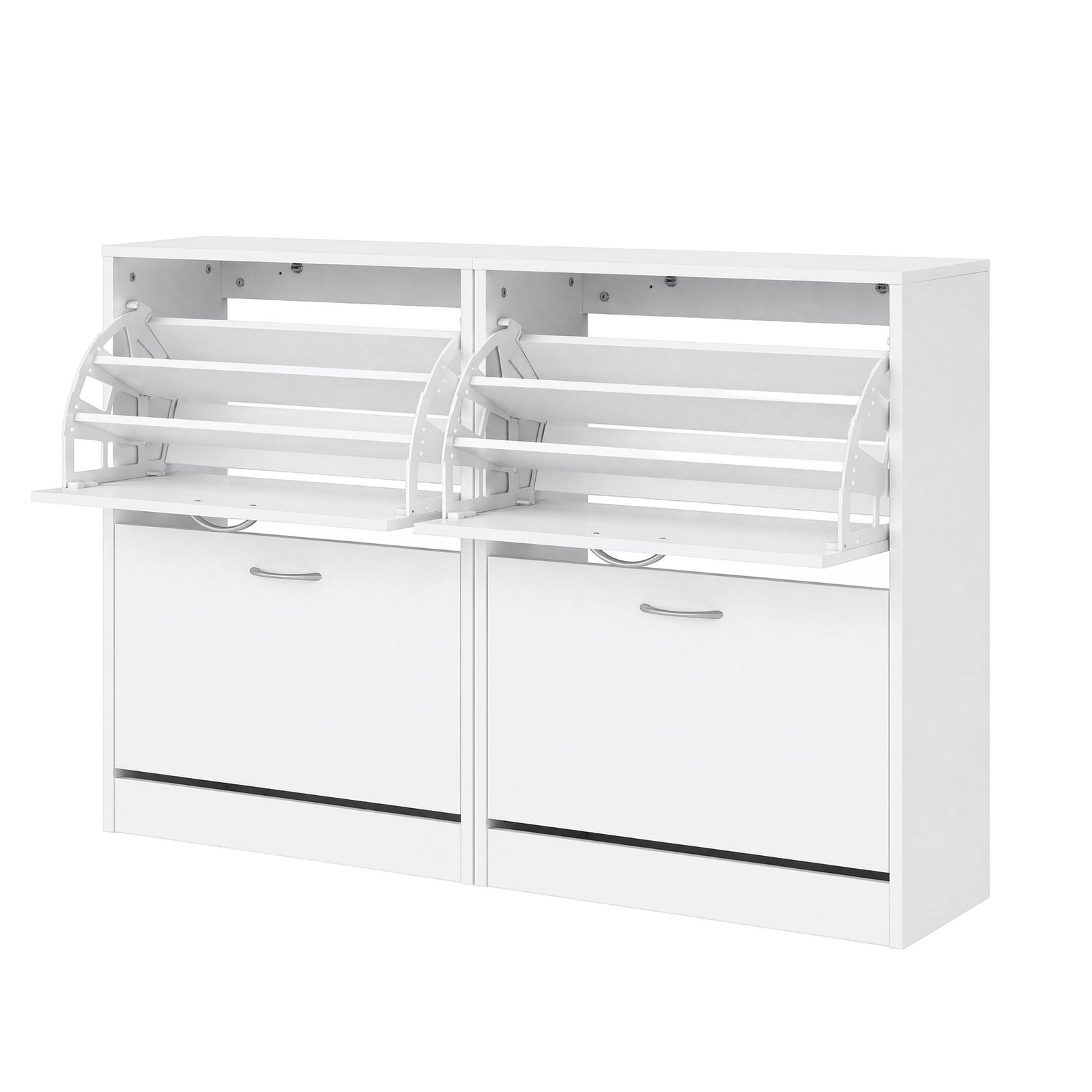 Shoe Storage Cabinets | 2 Pack | 2 Flip Drawers | White