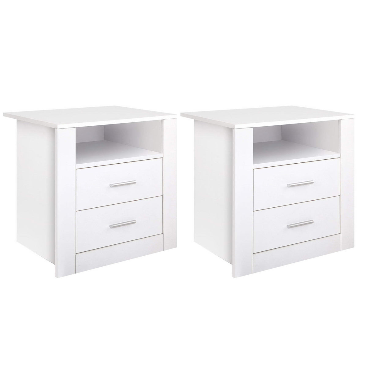 Artiss Bedside Tables | 2X | TARA | 2 Drawers with Shelf | White