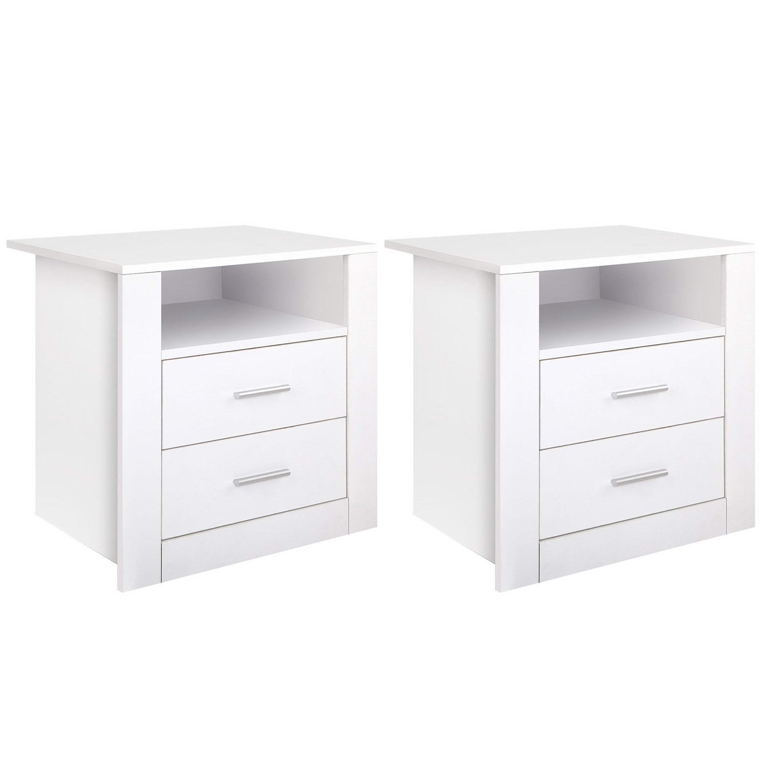 Artiss Bedside Tables | 2X | TARA | 2 Drawers with Shelf | White