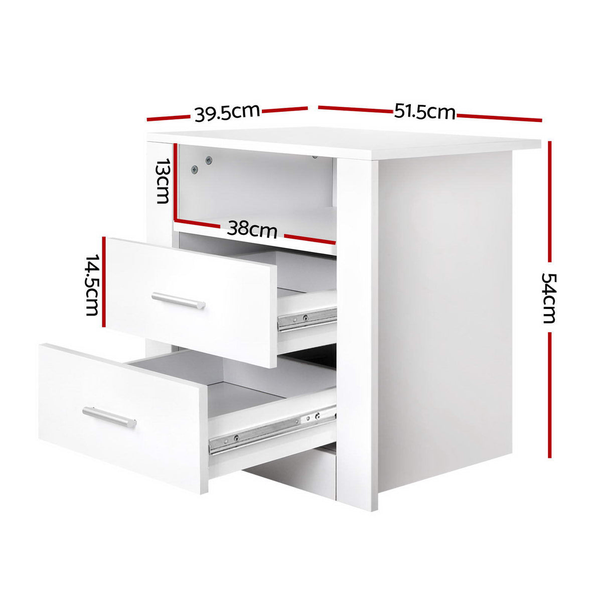 Artiss Bedside Tables | 2X | TARA | 2 Drawers with Shelf | White