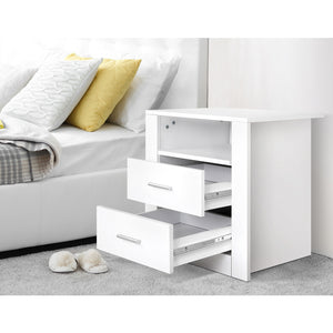Artiss Bedside Tables | 2X | TARA | 2 Drawers with Shelf | White