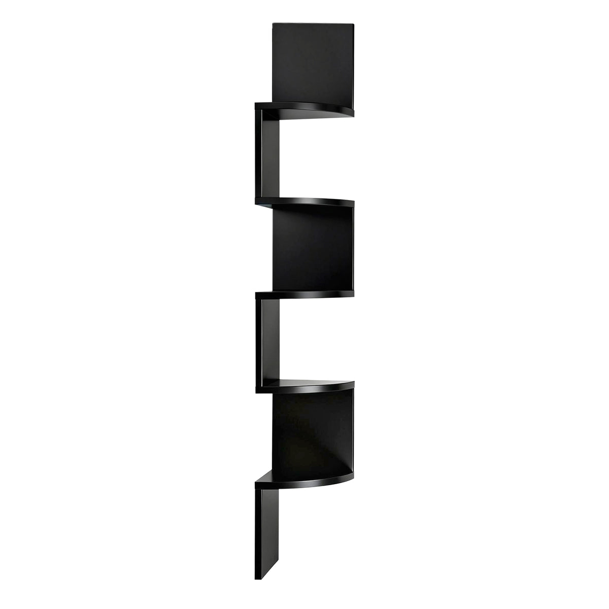 Corner Floating Bookshelf | Wall Shelf | 5 Tier | Black