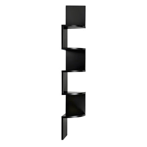 Corner Floating Bookshelf | Wall Shelf | 5 Tier | Black