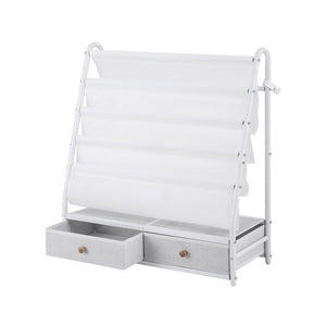 Kids Bookshelf | Metal Storage Rack | Toy Display Shelf | Drawer | White