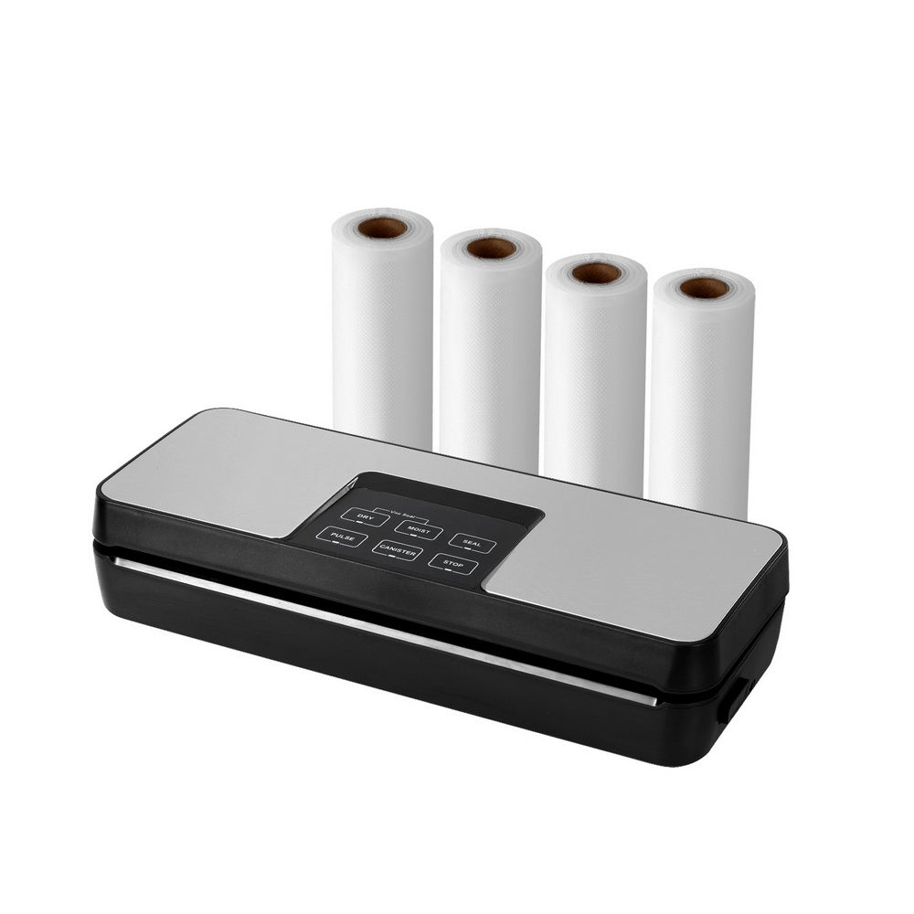 Devanti Food Vacuum Sealer Machine | Auto Seal Cutter | 5 Modes | Storage Bags | 4 Rolls