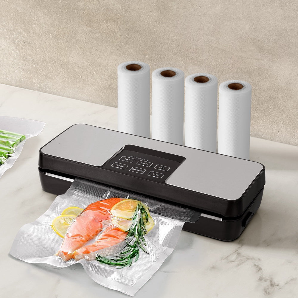 Devanti Food Vacuum Sealer Machine | Auto Seal Cutter | 5 Modes | Storage Bags | 4 Rolls