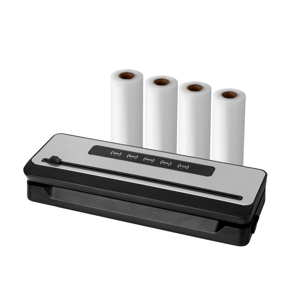 Devanti Food Vacuum Sealer Machine | Sealing Cutter | 5 Modes | Storage Bags | 4 Rolls