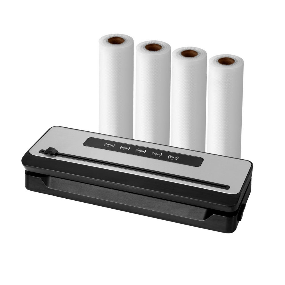 Devanti Food Vacuum Sealer Machine | Sealing Cutter | 5 Modes | Storage Bags | 4 Rolls