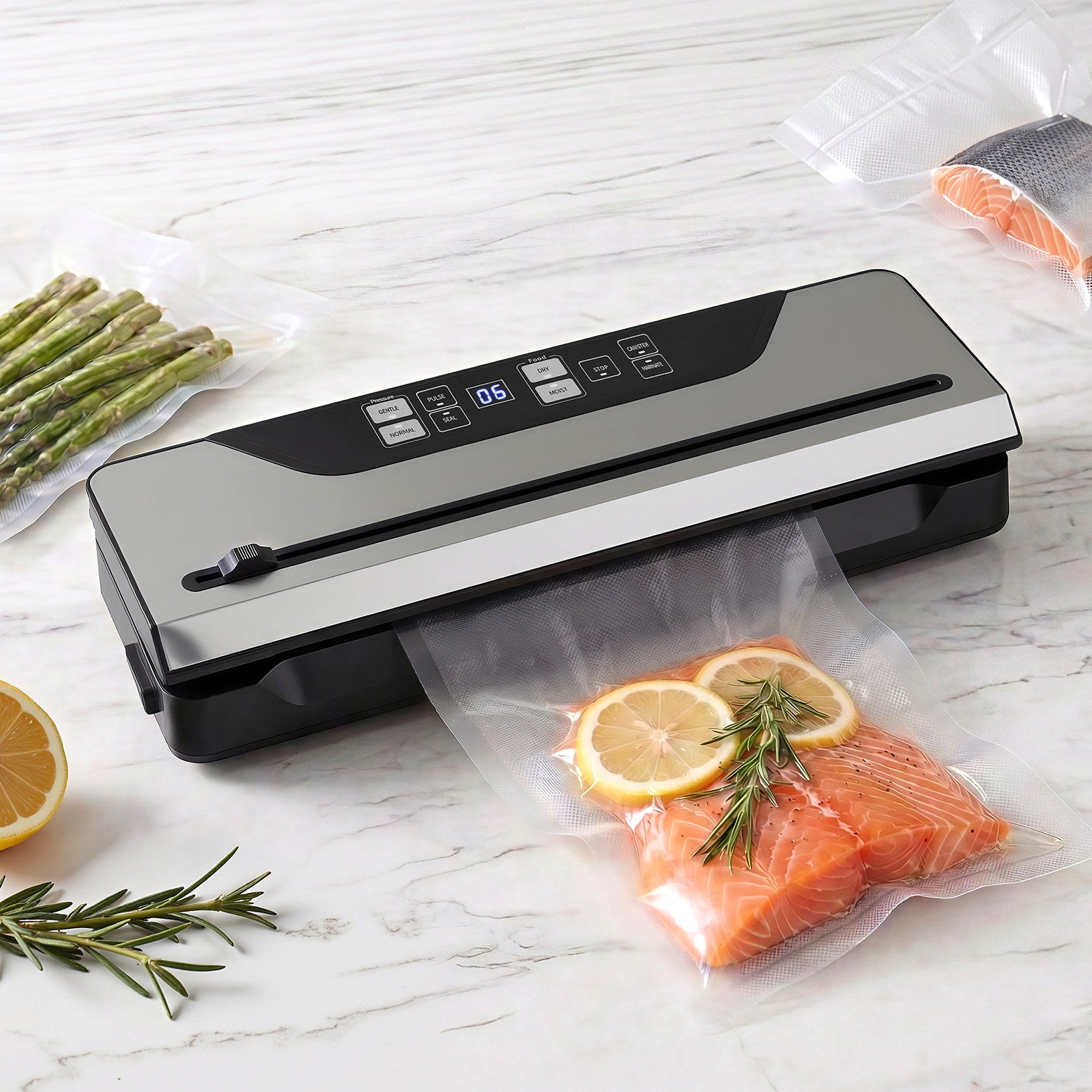 Food Vacuum Sealer | 9 Mode Auto Seal Machine with Slide Cutter | Black