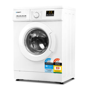 Devanti 8kg Front Load Washing Machine | Quick Wash | 24h Delay Start | Automatic