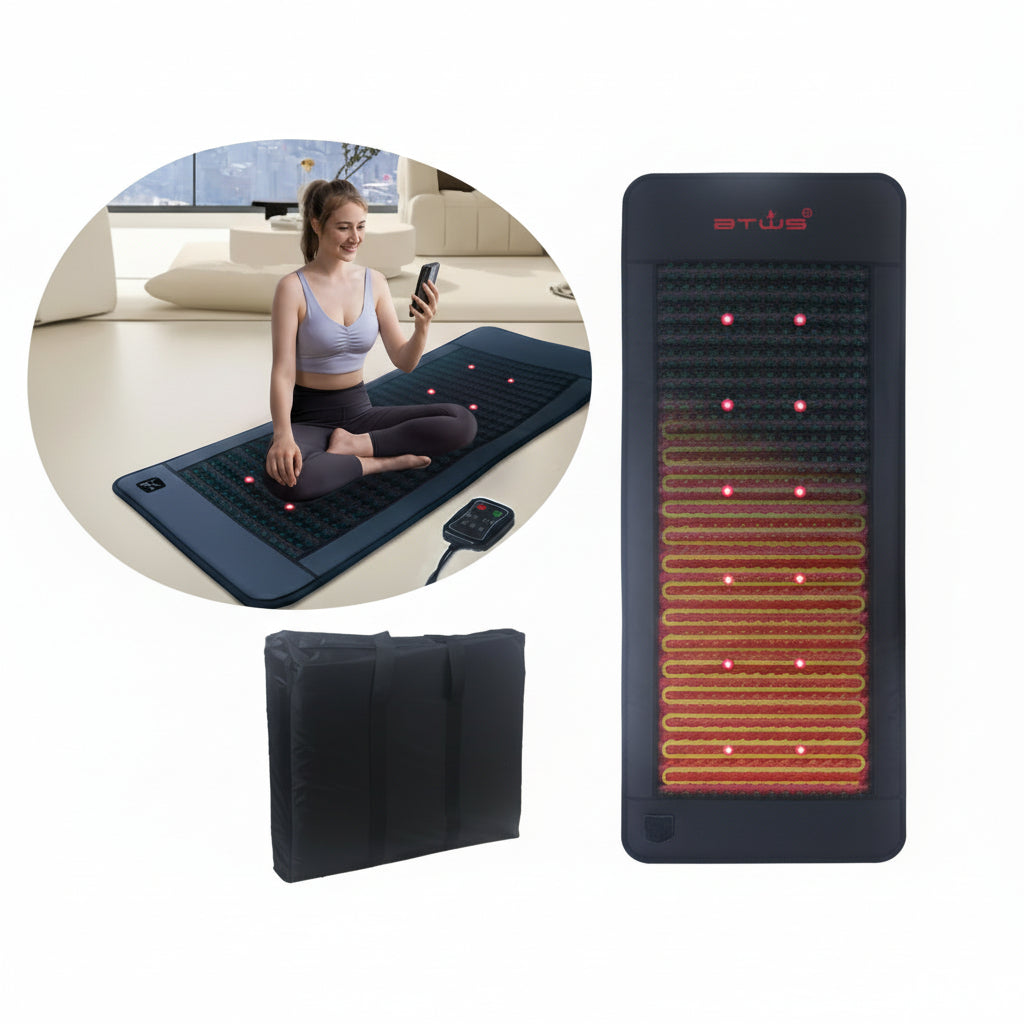 Full Body Amethyst & Tourmaline Infrared Mat | 190cm x 80cm | Adjustable PEMF (3-23Hz) | 660nm Red Light Therapy | Professional Crystal Healing Pad