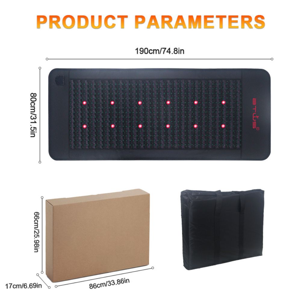 Full Body Amethyst & Tourmaline Infrared Mat | 190cm x 80cm | Adjustable PEMF (3-23Hz) | 660nm Red Light Therapy | Professional Crystal Healing Pad