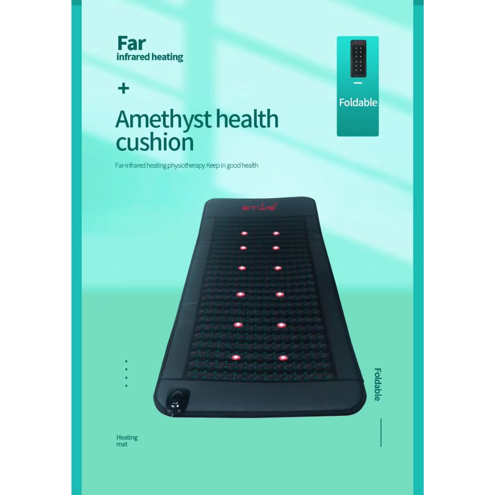 Full Body Amethyst & Tourmaline Infrared Mat | 190cm x 80cm | Adjustable PEMF (3-23Hz) | 660nm Red Light Therapy | Professional Crystal Healing Pad