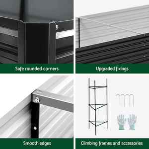 Raised Garden Bed Set of 2 | 210x90cm Planter Box | Galvanised Metal Outdoor Containers