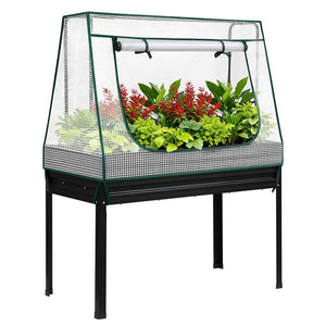 Elevated Garden Bed | 116x60cm | Metal Planter | Mini Greenhouse Cover + Trellis
