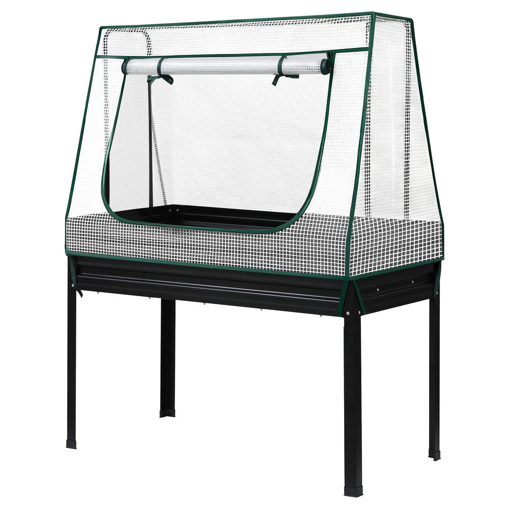 Elevated Garden Bed | 116x60cm | Metal Planter | Mini Greenhouse Cover + Trellis