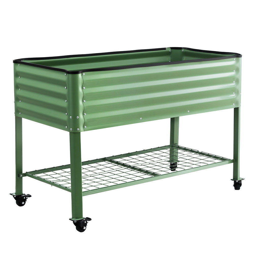 Raised Garden Bed | Mobile on Wheels | 115x60x81cm | 100kg Load | Storage Shelf