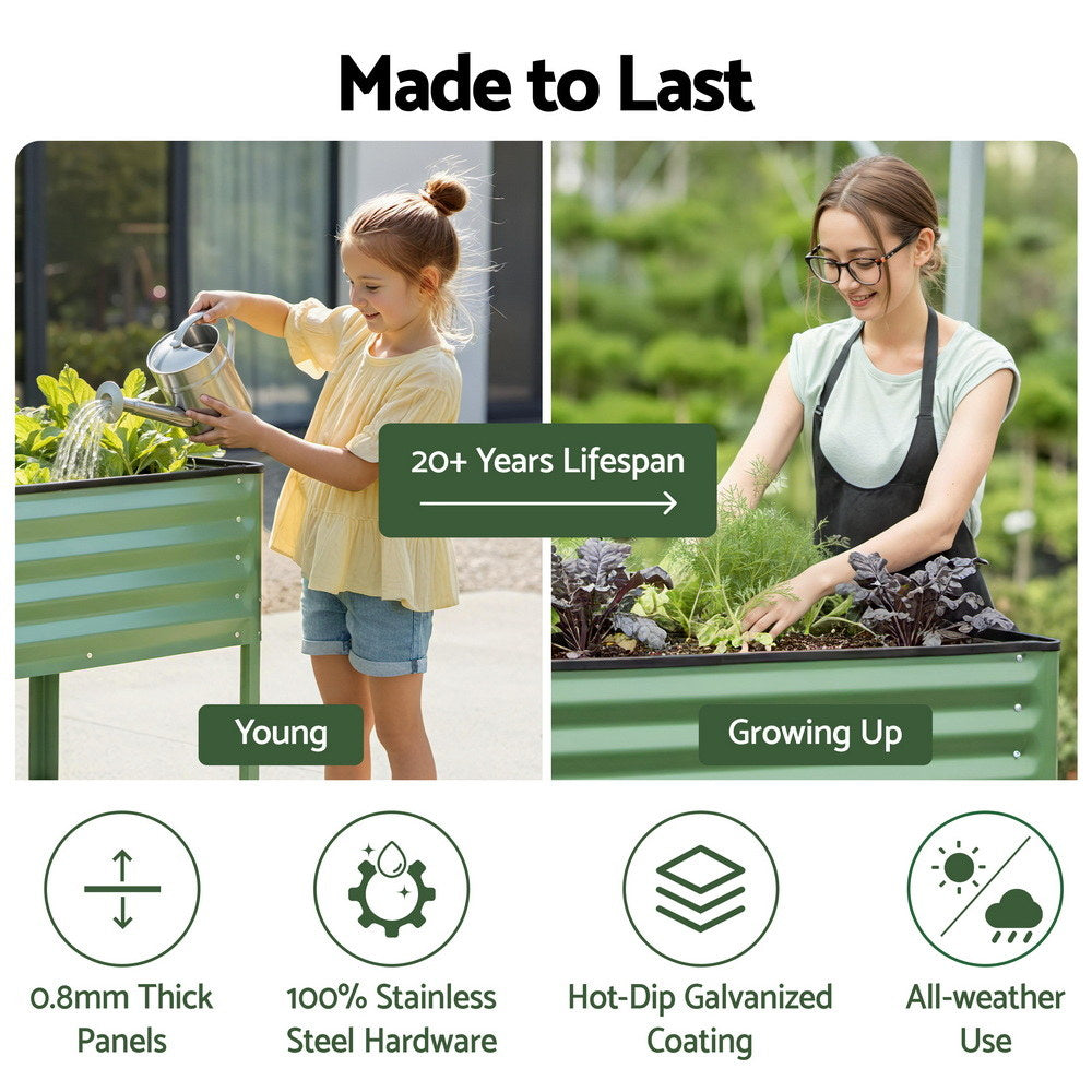 Raised Garden Bed | Mobile on Wheels | 115x60x81cm | 100kg Load | Storage Shelf