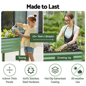 Raised Garden Bed | Mobile on Wheels | 115x60x81cm | 100kg Load | Storage Shelf