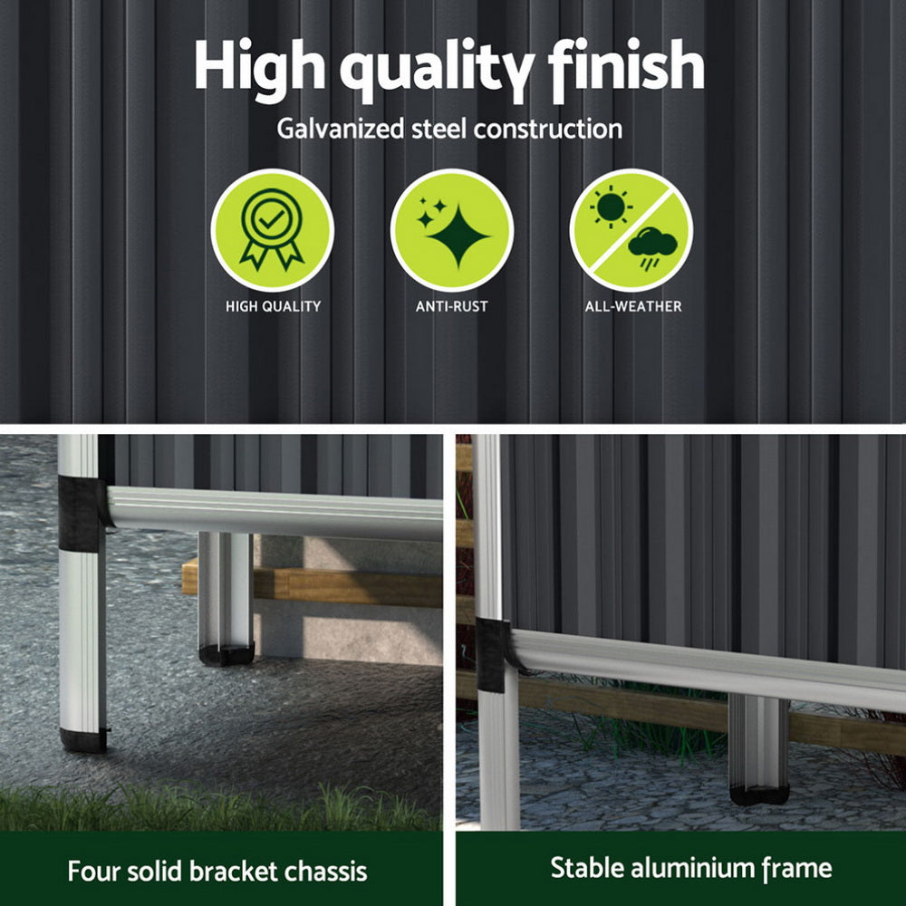 Green Fingers Garden Bed | 2X Raised | 80x49x74cm | Galvanised Herb Planter Box with Greenhouse