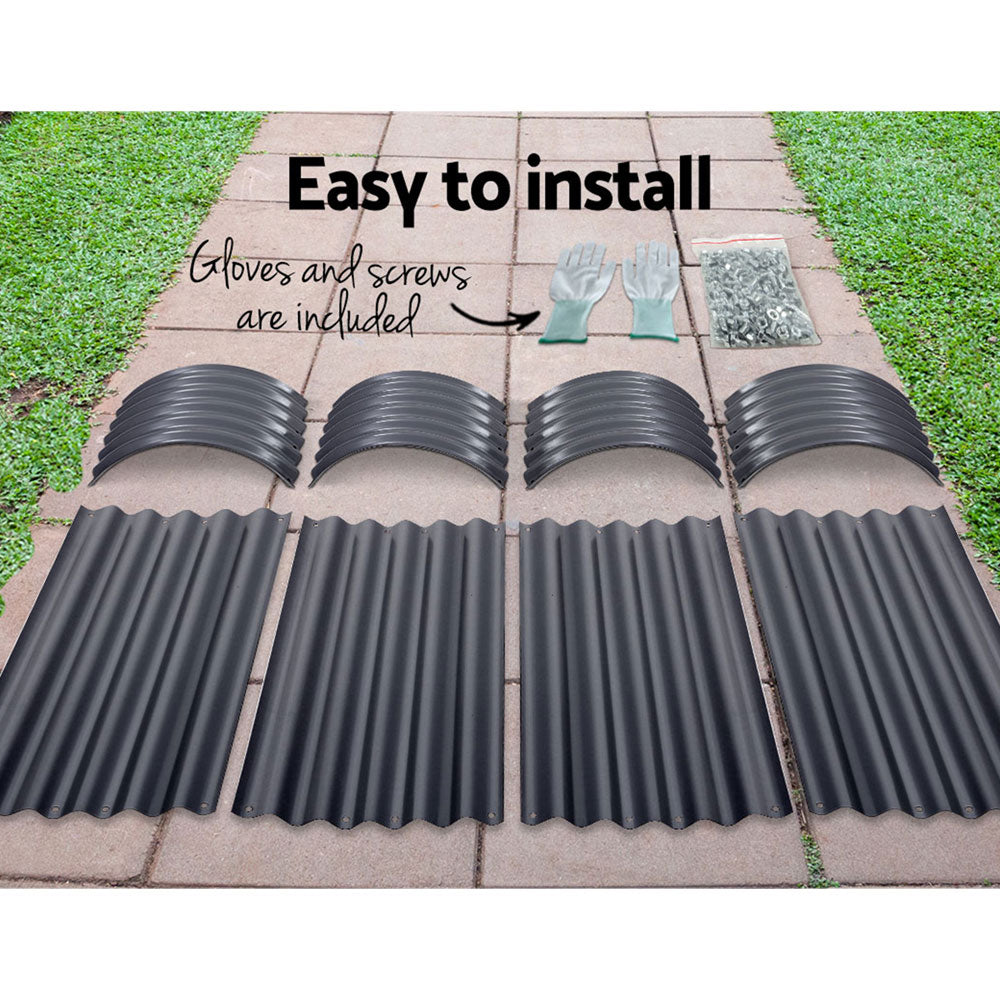 2x Green Fingers Raised Garden Bed | 160x80x42cm | Oval Planter Box | Raised Container | Galvanised