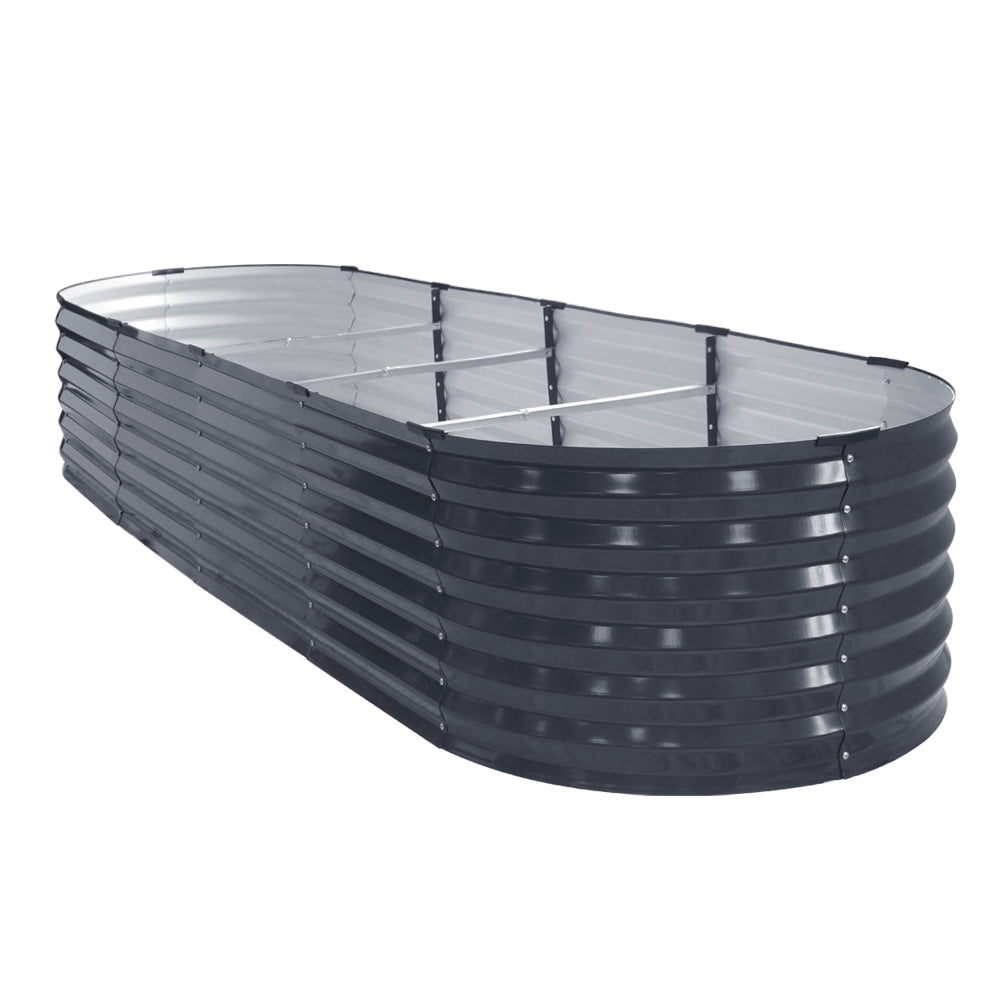 2x Green Fingers Raised Garden Bed | 320x80x42cm | Oval Planter Box Container | Galvanised