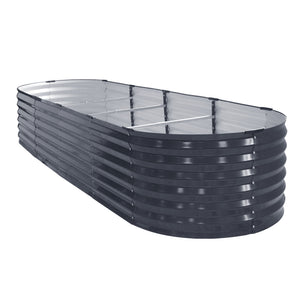 2x Green Fingers Raised Garden Bed | 320x80x42cm | Oval Planter Box Container | Galvanised