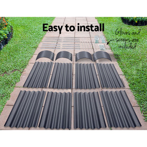 2x Green Fingers Raised Garden Bed | 320x80x42cm | Oval Planter Box Container | Galvanised