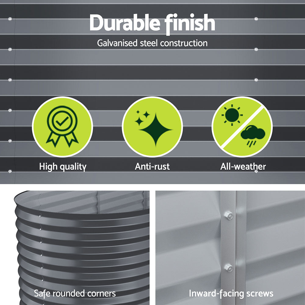 x2 Green Fingers Raised Garden Bed Kit | Planter Oval Galvanised Steel | 240cmx80cmx56cm