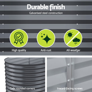 x2 Green Fingers Raised Garden Bed Kit | Planter Oval Galvanised Steel | 240cmx80cmx56cm