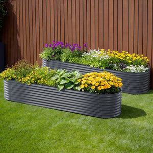 2x Green Fingers Raised Garden Bed | 320x80x56cm | Oval Planter Box