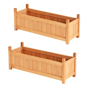 2x Green Fingers Raised Garden Bed | 90x30x33cm | Wooden Planter Box | Raised Container | Growing