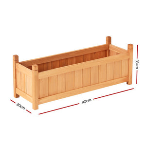 2x Green Fingers Raised Garden Bed | 90x30x33cm | Wooden Planter Box | Raised Container | Growing