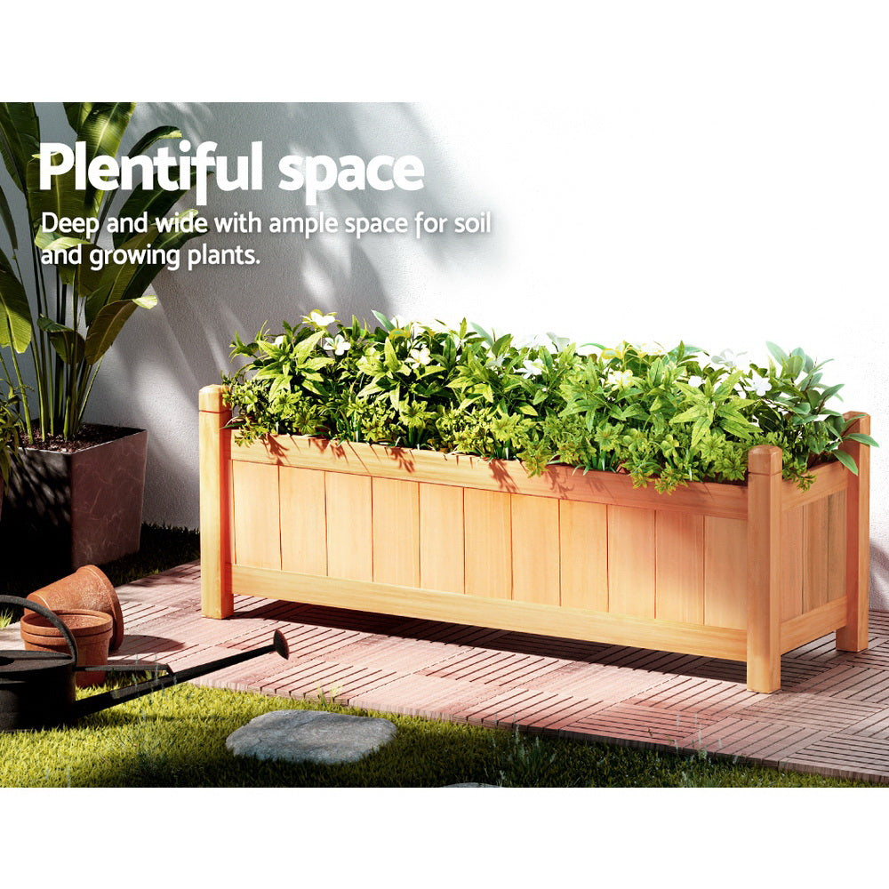 2x Green Fingers Raised Garden Bed | 90x30x33cm | Wooden Planter Box | Raised Container | Growing