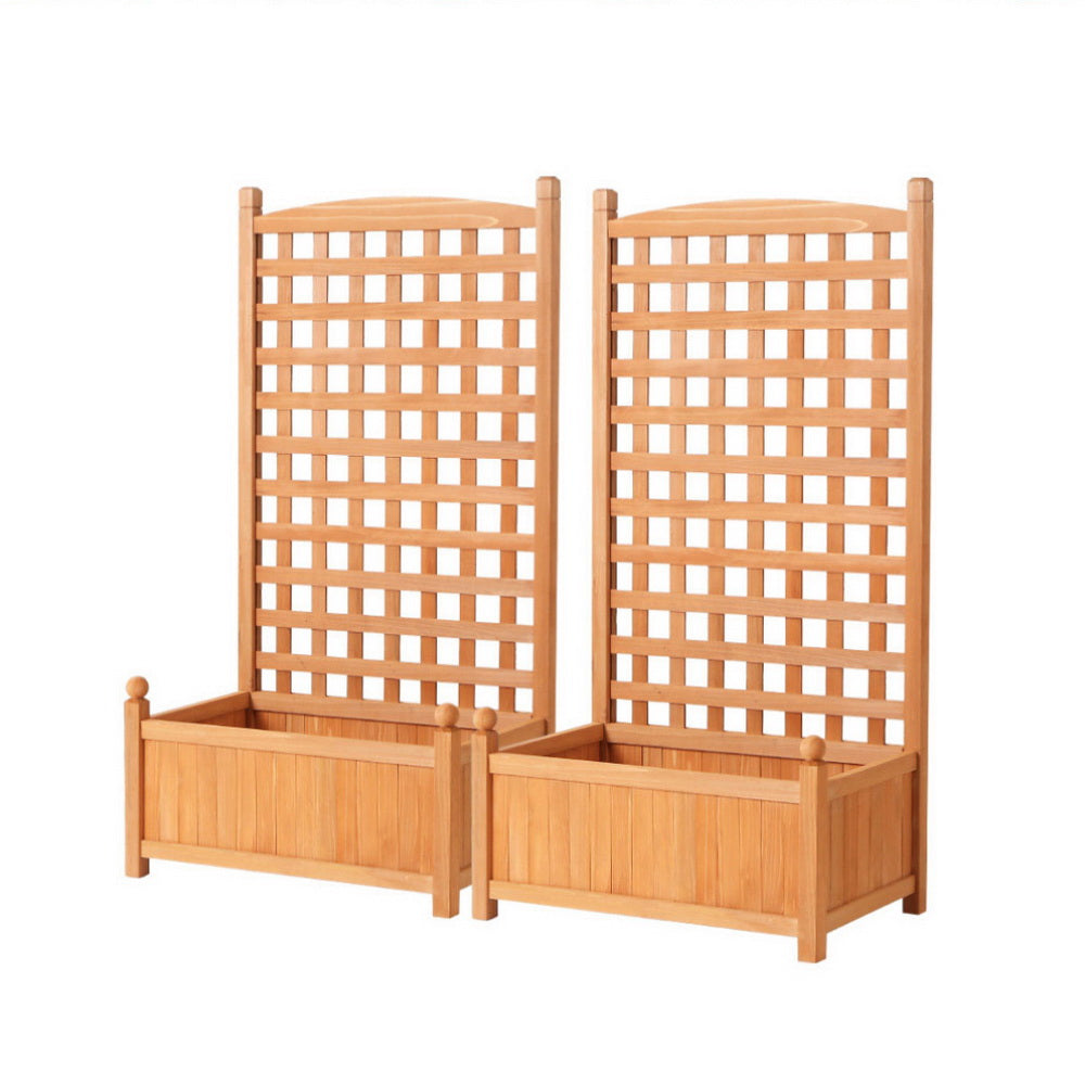 Green Fingers Garden Bed | 2X | 64x35x115cm | Wooden Planter with Trellis