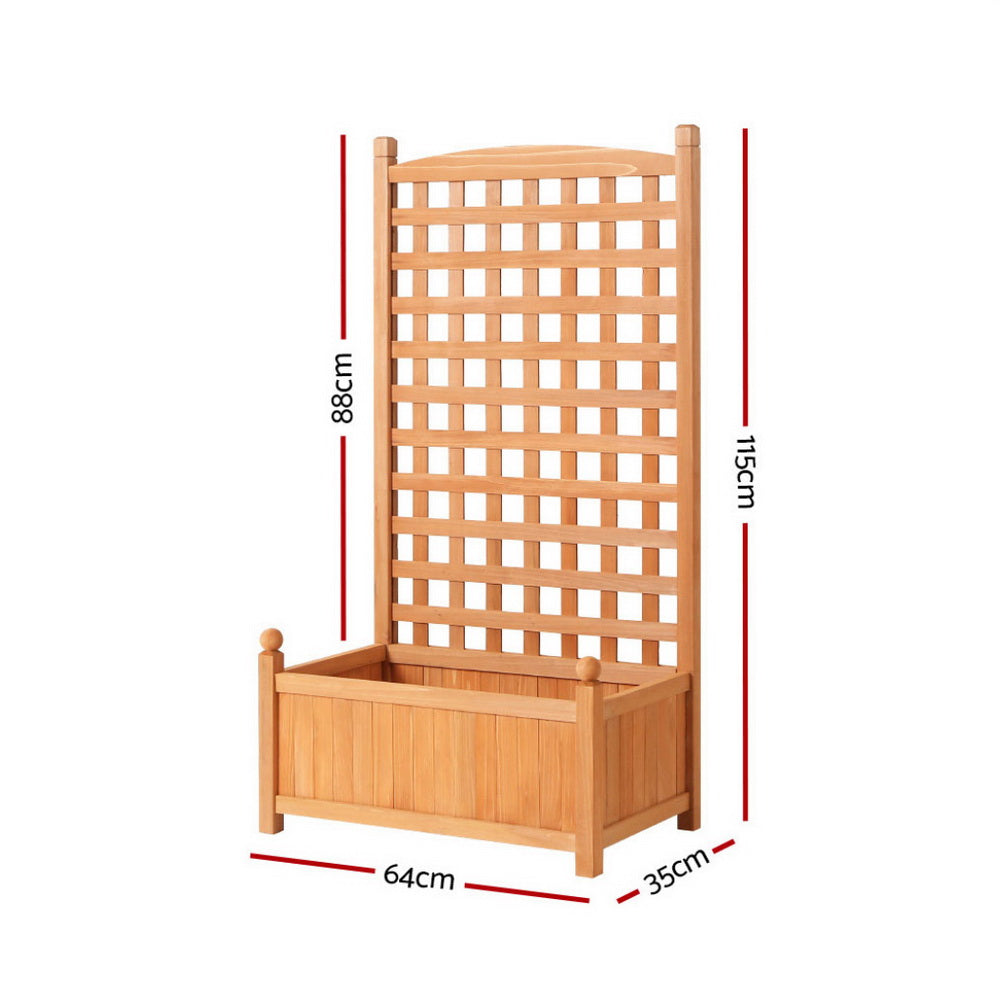Green Fingers Garden Bed | 2X | 64x35x115cm | Wooden Planter with Trellis