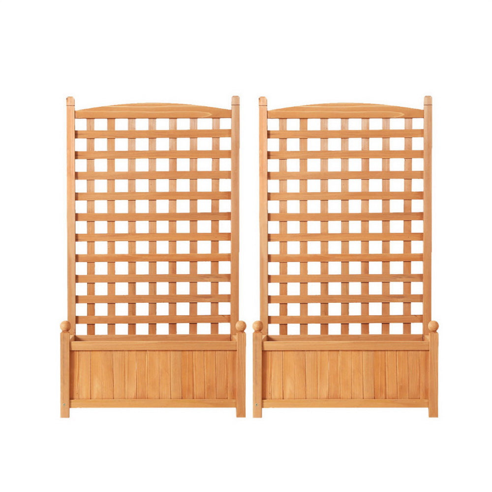 Green Fingers Garden Bed | 2X | 64x35x115cm | Wooden Planter with Trellis